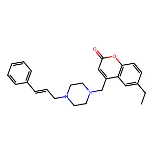 4-{[4-((2E)-3-phenylprop-2-enyl)piperazinyl]methyl}-6-ethylchromen-2-one structure