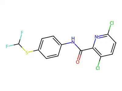 3,6-dichloro-N-{4-[(difluoromethyl)sulfanyl]phenyl}pyridine-2-carboxamide structure