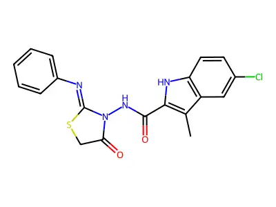 5-Chloro-3-methyl-N-(4-oxo-2-(phenylimino)-3-thiazolidinyl)-1H-indole-2-carboxamide structure