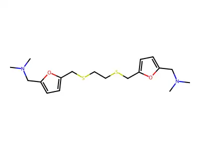 2-Furanmethanamine, 5,5'-(1,2-ethanediylbis(thiomethylene))bis(N,N-dimethyl- structure
