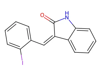 (3E)-3-[(2-iodophenyl)methylidene]-1H-indol-2-one structure