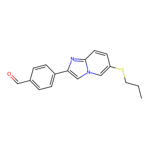 4-[6-(Propylsulfanyl)imidazo[1,2-a]pyridin-2-yl]benzaldehyde structure