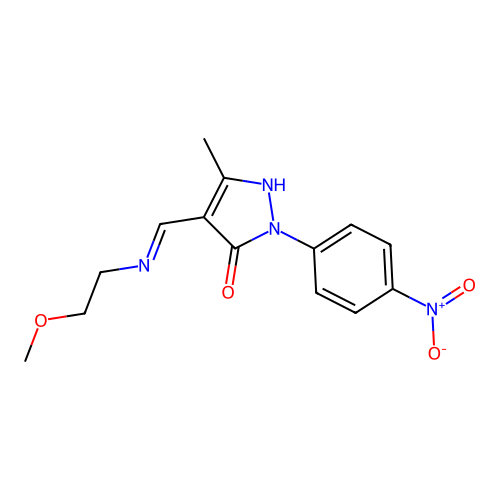 4-[(2-methoxyethylamino)methylidene]-5-methyl-2-(4-nitrophenyl)pyrazol-3-one structure