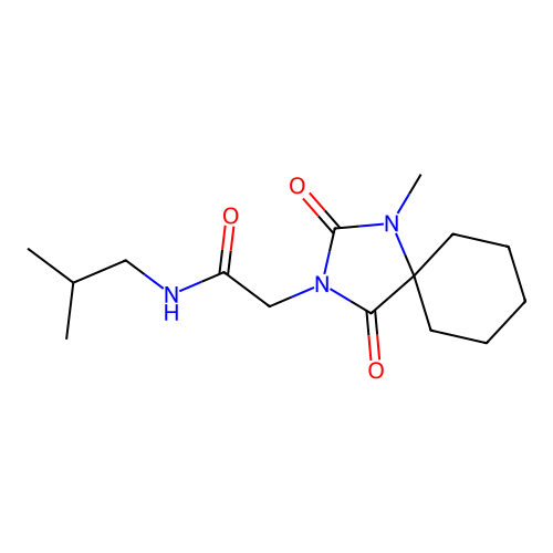 N-isobutyl-2-(1-methyl-2,4-dioxo-1,3-diazaspiro[4.5]decan-3-yl)acetamide structure