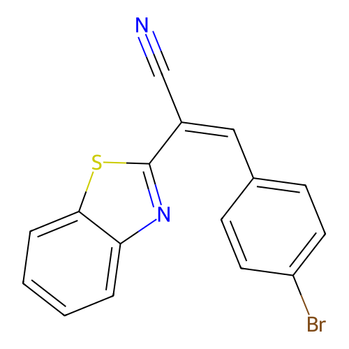 (Z)-2-(1,3-benzothiazol-2-yl)-3-(4-bromophenyl)prop-2-enenitrile structure