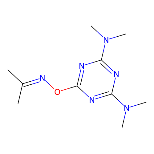 N,N,N',N'-tetramethyl-6-[(propan-2-ylideneamino)oxy]-1,3,5-triazine-2,4-diamine structure