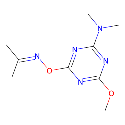 4-methoxy-N,N-dimethyl-6-[(propan-2-ylideneamino)oxy]-1,3,5-triazin-2-amine structure