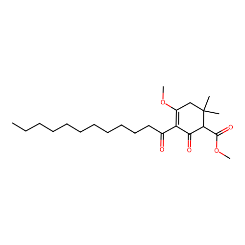 Methyl 3-dodecanoyl-4-methoxy-6,6-dimethyl-2-oxocyclohex-3-enecarboxylate structure