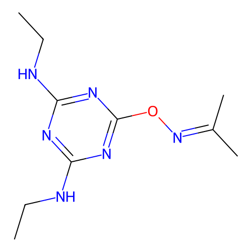 Propan-2-one O-(4,6-bis-ethylamino-[1,3,5]triazin-2-yl)-oxime structure