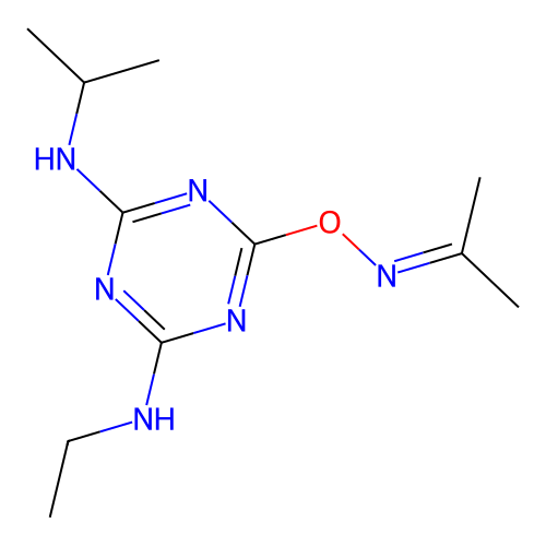 Propan-2-one O-(4-ethylamino-6-isopropylamino-[1,3,5]triazin-2-yl)-oxime structure