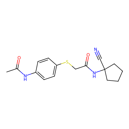 N-(1-cyanocyclopentyl)-2-[(4-acetamidophenyl)sulfanyl]acetamide structure