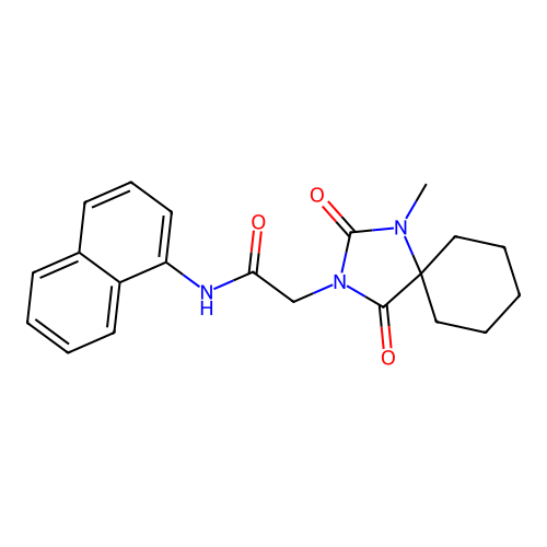 2-(1-methyl-2,4-dioxo-1,3-diazaspiro[4.5]decan-3-yl)-N-(naphthalen-1-yl)acetamide structure