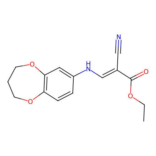 ethyl 2-cyano-3-[(3,4-dihydro-2H-1,5-benzodioxepin-7-yl)amino]prop-2-enoate structure