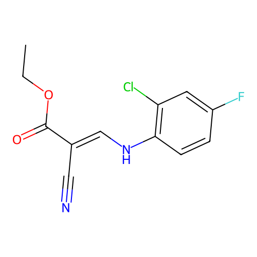 Ethyl 3-[(2-chloro-4-fluorophenyl)amino]-2-cyanoprop-2-enoate structure