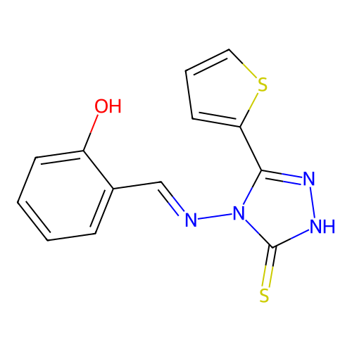 4-[(2-hydroxyphenyl)methylideneamino]-3-thiophen-2-yl-1H-1,2,4-triazole-5-thione structure