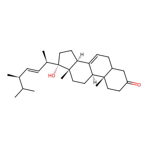 Ergosta-7,22-dien-17-ol-3-one structure