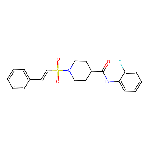 N-(2-fluorophenyl)-1-(2-phenylethenesulfonyl)piperidine-4-carboxamide structure