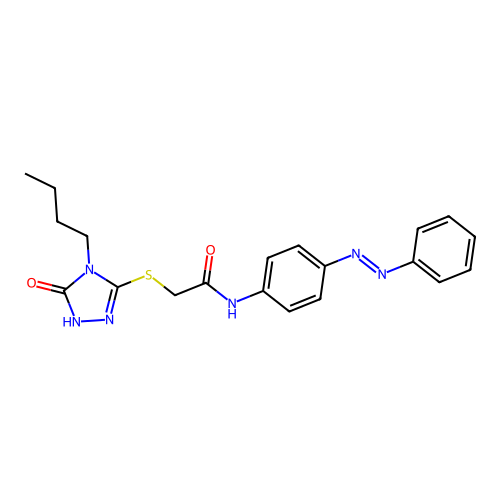 Acetamide, 2-[(4-butyl-4,5-dihydro-5-oxo-1H-1,2,4-triazol-3-yl)thio]-N-[4-(2-phenyldiazenyl)phenyl]- structure