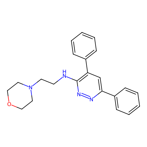 4-Morpholineethanamine, N-(4,6-diphenyl-3-pyridazinyl)- structure