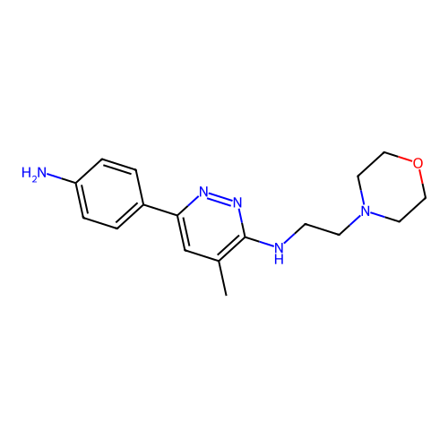 6-(4-aminophenyl)-4-methyl-N-(2-morpholin-4-ylethyl)pyridazin-3-amine structure