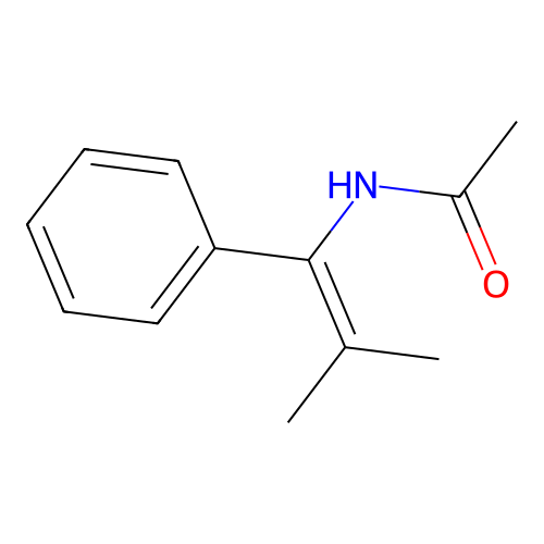 N-(2-methyl-1-phenylprop-1-enyl)acetamide structure