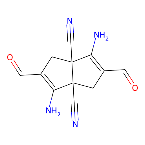 1,4-Diamino-2,5-diformyl-3a,6a(3H,6H)-pentalenedicarbonitrile structure