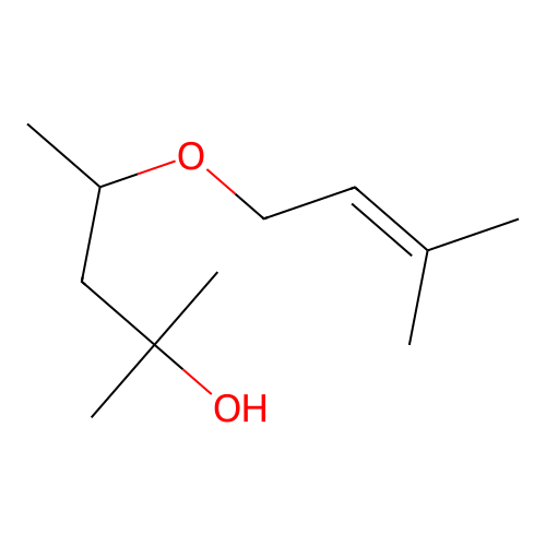2-Methyl-4-((3-methylbut-2-en-1-yl)oxy)pentan-2-ol structure