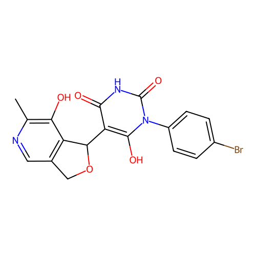 1-(4-bromophenyl)-6-hydroxy-5-(7-hydroxy-6-methyl-1,3-dihydrofuro[3,4-c]pyridin-1-yl)pyrimidine-2,4(1H,3H)-dione structure