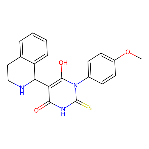 6-hydroxy-3-(4-methoxyphenyl)-5-(1,2,3,4-tetrahydroisoquinolin-1-yl)-2-thioxo-2,3-dihydropyrimidin-4(1H)-one structure