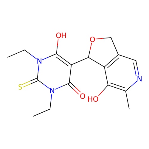 1,3-diethyl-6-hydroxy-5-(7-hydroxy-6-methyl-1,3-dihydrofuro[3,4-c]pyridin-1-yl)-2-thioxo-2,3-dihydropyrimidin-4(1H)-one structure