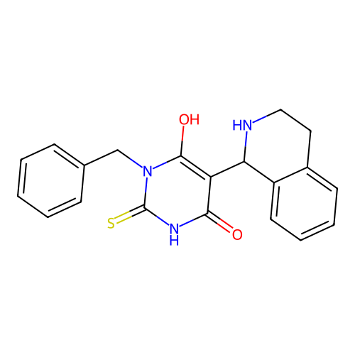 3-benzyl-6-hydroxy-5-(1,2,3,4-tetrahydroisoquinolin-1-yl)-2-thioxo-2,3-dihydropyrimidin-4(1H)-one structure