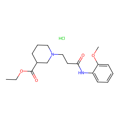 ethyl 1-(3-((2-methoxyphenyl)amino)-3-oxopropyl)piperidine-3-carboxylate hydrochloride structure