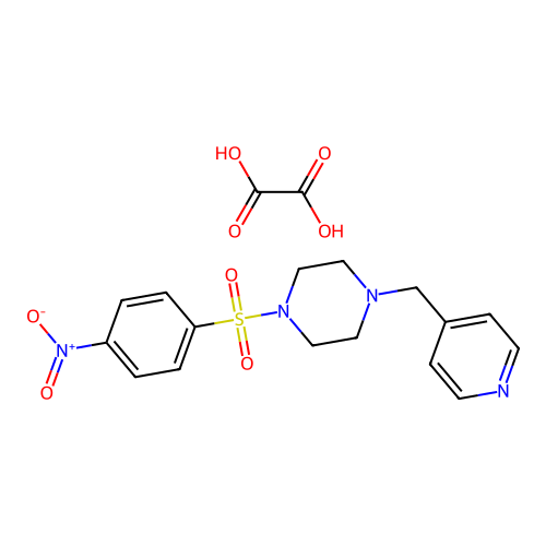 1-((4-Nitrophenyl)sulfonyl)-4-(pyridin-4-ylmethyl)piperazine oxalate structure