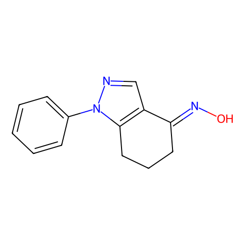 4H-Indazol-4-one, 1,5,6,7-tetrahydro-1-phenyl-, oxime structure