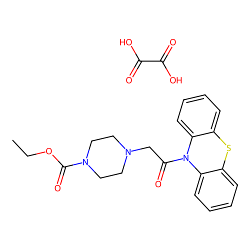 ethyl 4-(2-oxo-2-(10H-phenothiazin-10-yl)ethyl)piperazine-1-carboxylate oxalate structure