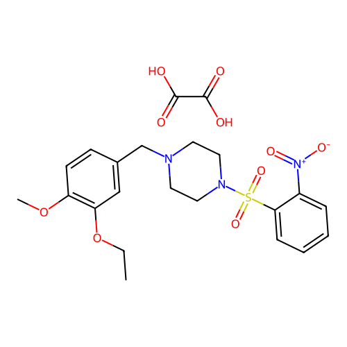 1-(3-Ethoxy-4-methoxybenzyl)-4-((2-nitrophenyl)sulfonyl)piperazine oxalate structure