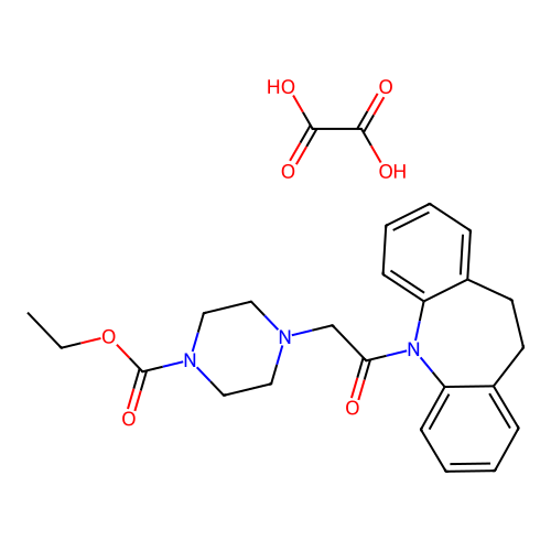 ethyl 4-(2-(10,11-dihydro-5H-dibenzo[b,f]azepin-5-yl)-2-oxoethyl)piperazine-1-carboxylate oxalate structure