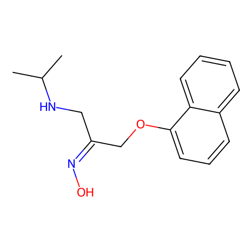 2-Propanone, 1-((1-methylethyl)amino)-3-(1-naphthalenyloxy)-, oxime structure