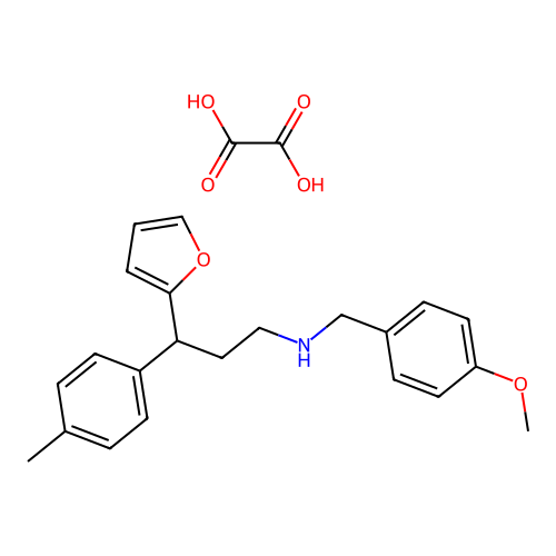 3-(furan-2-yl)-N-(4-methoxybenzyl)-3-(p-tolyl)propan-1-amine oxalate structure