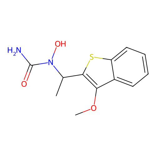 N-hydroxy-N-[1-(3-methoxy-1-benzothien-2-yl)ethyl]urea structure