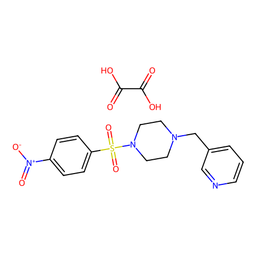 1-((4-Nitrophenyl)sulfonyl)-4-(pyridin-3-ylmethyl)piperazine oxalate structure