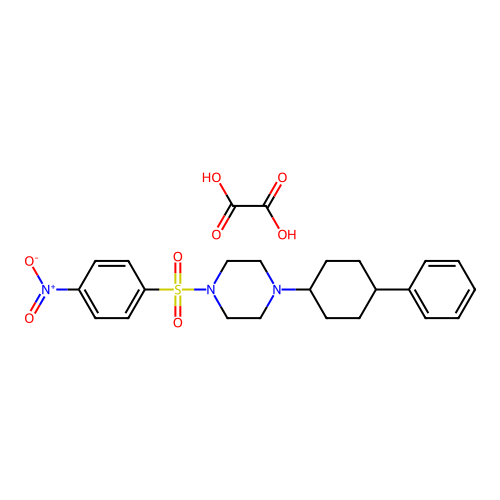 1-((4-Nitrophenyl)sulfonyl)-4-(4-phenylcyclohexyl)piperazine oxalate structure