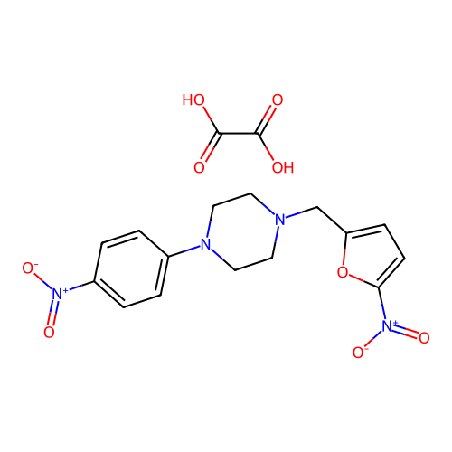1-[(5-Nitro-2-furyl)methyl]-4-(4-nitrophenyl)piperazine oxalate structure