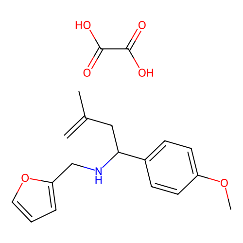 N-(furan-2-ylmethyl)-1-(4-methoxyphenyl)-3-methylbut-3-en-1-amine oxalate structure