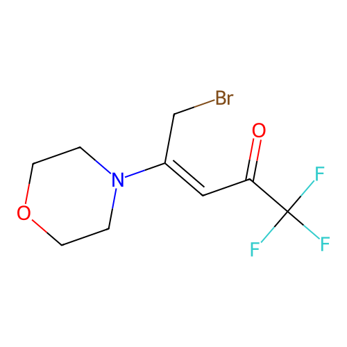 (3E)-5-bromo-1,1,1-trifluoro-4-morpholin-4-ylpent-3-en-2-one structure
