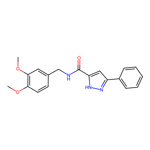 N-[(3,4-dimethoxyphenyl)methyl]-5-phenyl-1H-pyrazole-3-carboxamide structure