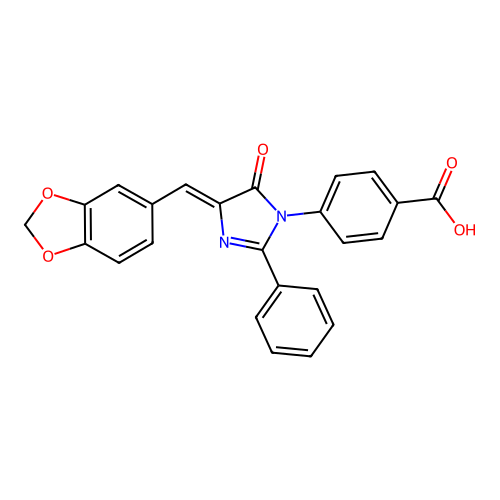 4-[(4Z)-4-(1,3-benzodioxol-5-ylmethylidene)-5-oxo-2-phenylimidazol-1-yl]benzoic acid structure