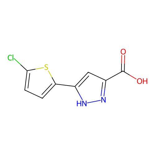 5-(5-chlorothiophen-2-yl)-1H-pyrazole-3-carboxylic acid structure