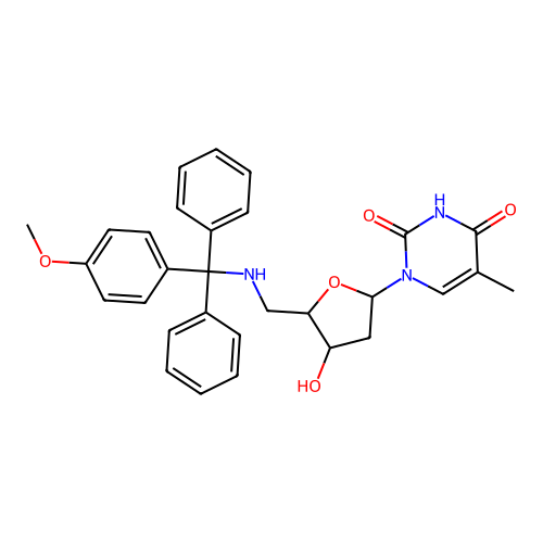 Thymidine, 5-deoxy-5-(4-methoxytritylaminomethyl)- structure
