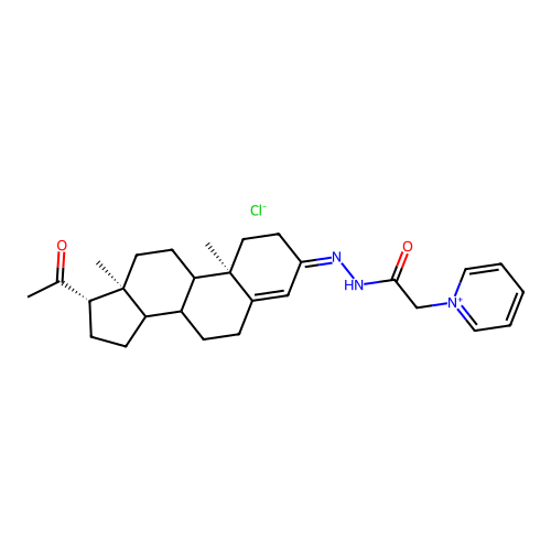 Pyridinium, 1-(2-oxo-2-((20-oxopregn-4-en-3-ylidene)hydrazino)ethyl)-, chloride structure